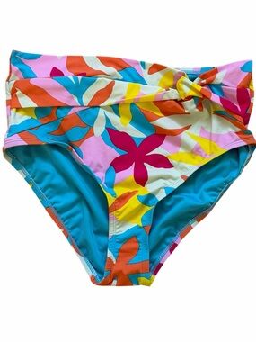 LANDS END RETRO Floral Tropical HIGH WAISTED BIKINI BOTTOMS UPF 50 Size 10